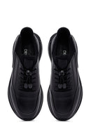 Male Black Lace-Up Thick-Soled Leather Casual Sneaker | Derimod