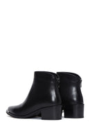 Women's Black Leather Zippered Heeled Classic Boots | Derimod