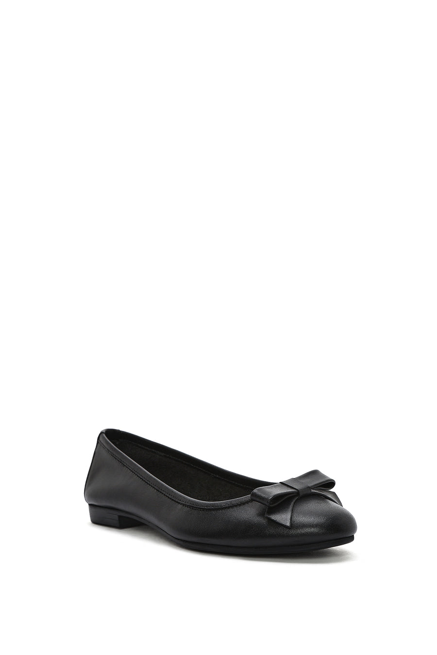 Women's Black Bowknot Leather Ballerinas
