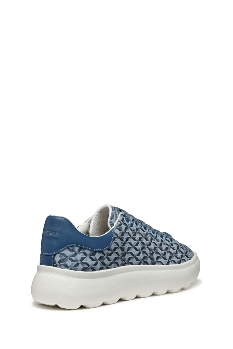 Geox Kadın Mavi D Spherica Ec4.D - Em. Tex + Sy Bağcıklı Desenli Kalın Tabanlı Sneaker