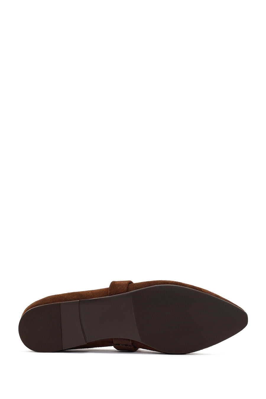 Women's Brown Suede Leather Ballet Flats with Rhinestones