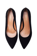 Women's Black Suede Leather Heeled Shoes | Derimod