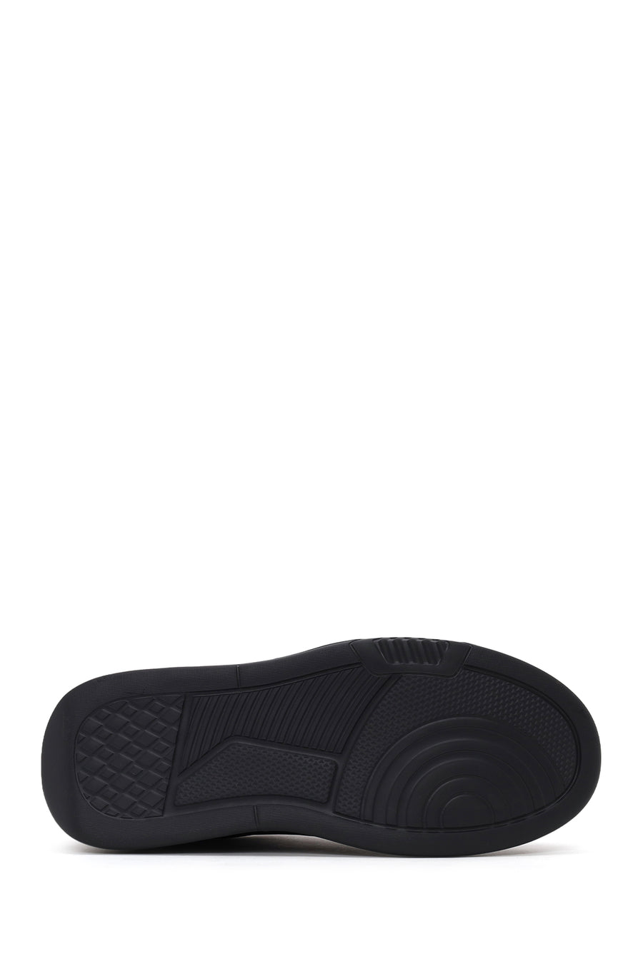 Male Black Lace-Up Thick-Soled Leather Sneaker