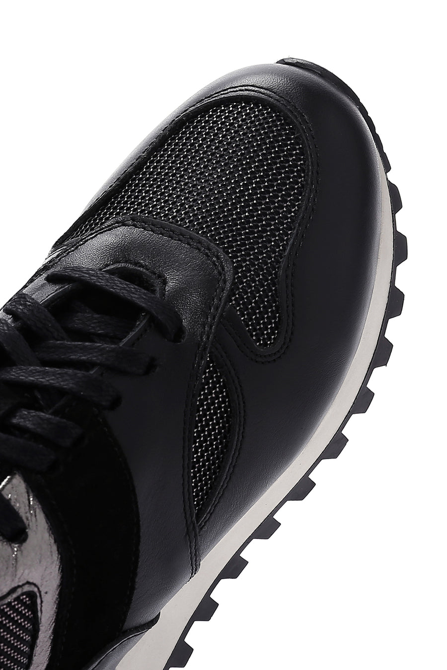 Kadın Siyah Kalın Tabanlı Deri Sneaker