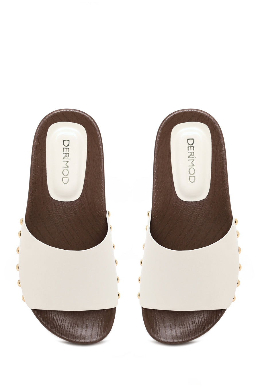 Woman Cream Thick-Soled Patent Leather Slipper