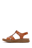 Women's Tan Leather Comfort Sandals | Derimod