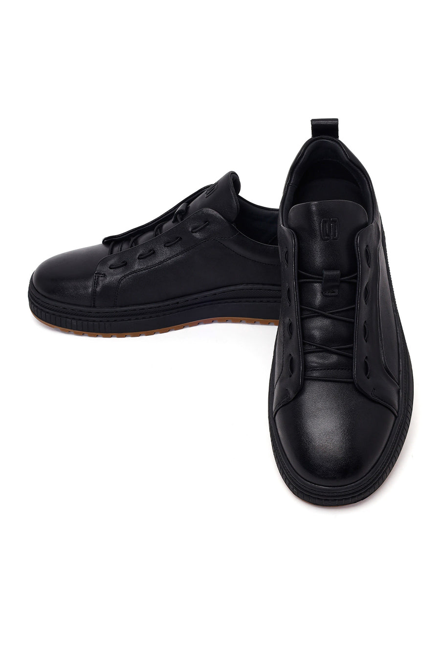 Erkek Siyah Bağcıklı Deri Sneaker