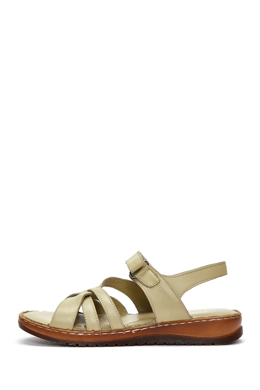 Women's Green Leather Comfort Sandals