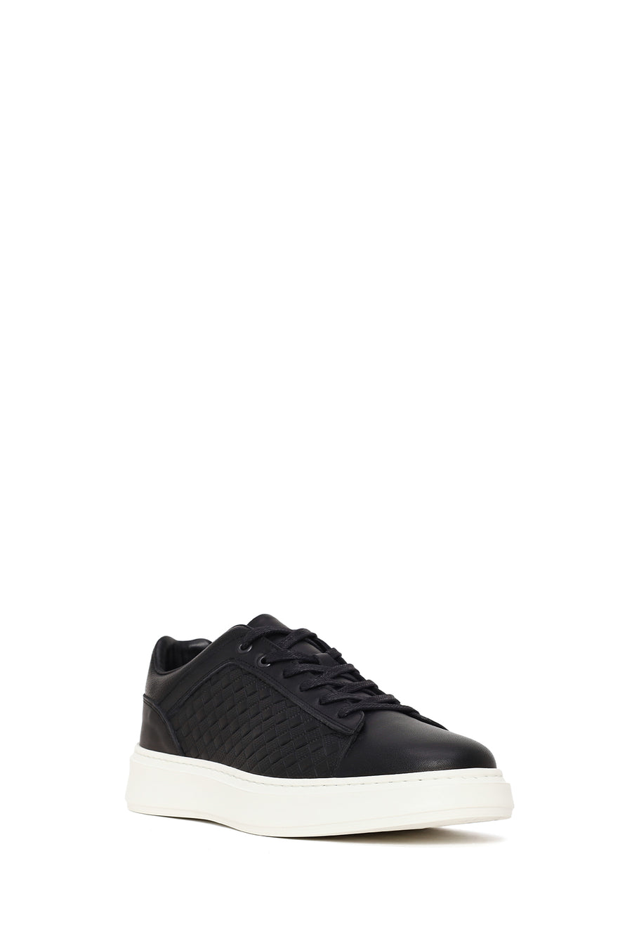 Erkek Siyah Bağcıklı Deri Sneaker