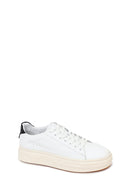 Men's White Lace-Up Thick-Soled Leather Sneakers | Derimod