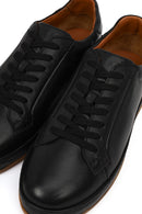 Erkek Siyah Bağcıklı Deri Sneaker | Derimod