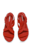 Women's Red Leather Comfort Sandals | Derimod
