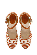 Kastamonu Stone Print Women's Taba Patterned Wedge Heeled Espadrille Sandals | Derimod