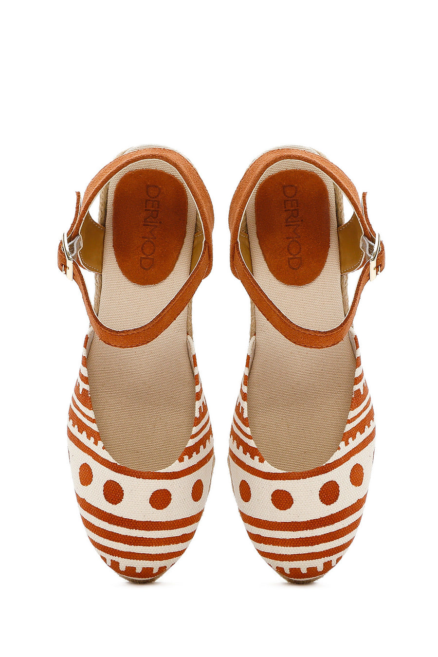 Kastamonu Stone Print Women's Taba Patterned Wedge Heeled Espadrille Sandals