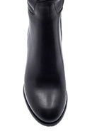 Women's Leather Zippered Heeled Boots | Derimod