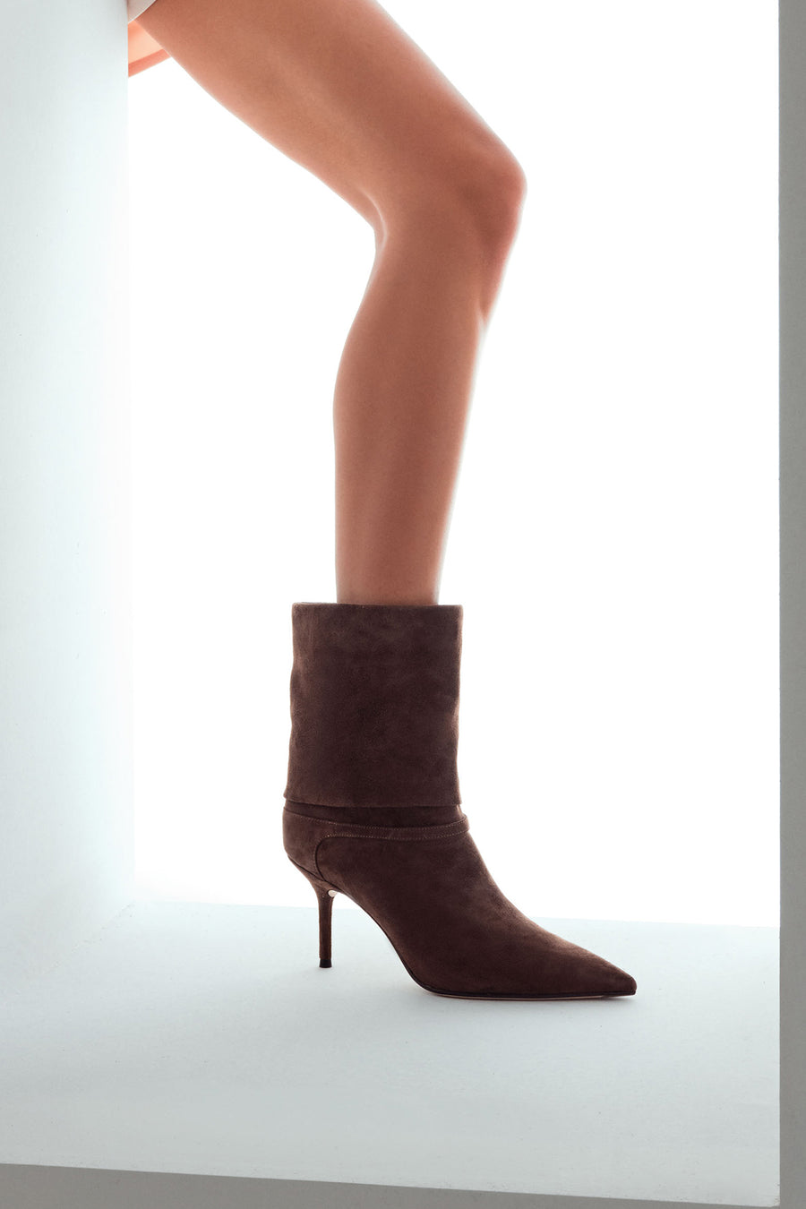 Women's Brown Thin Heeled Suede Leather Boot