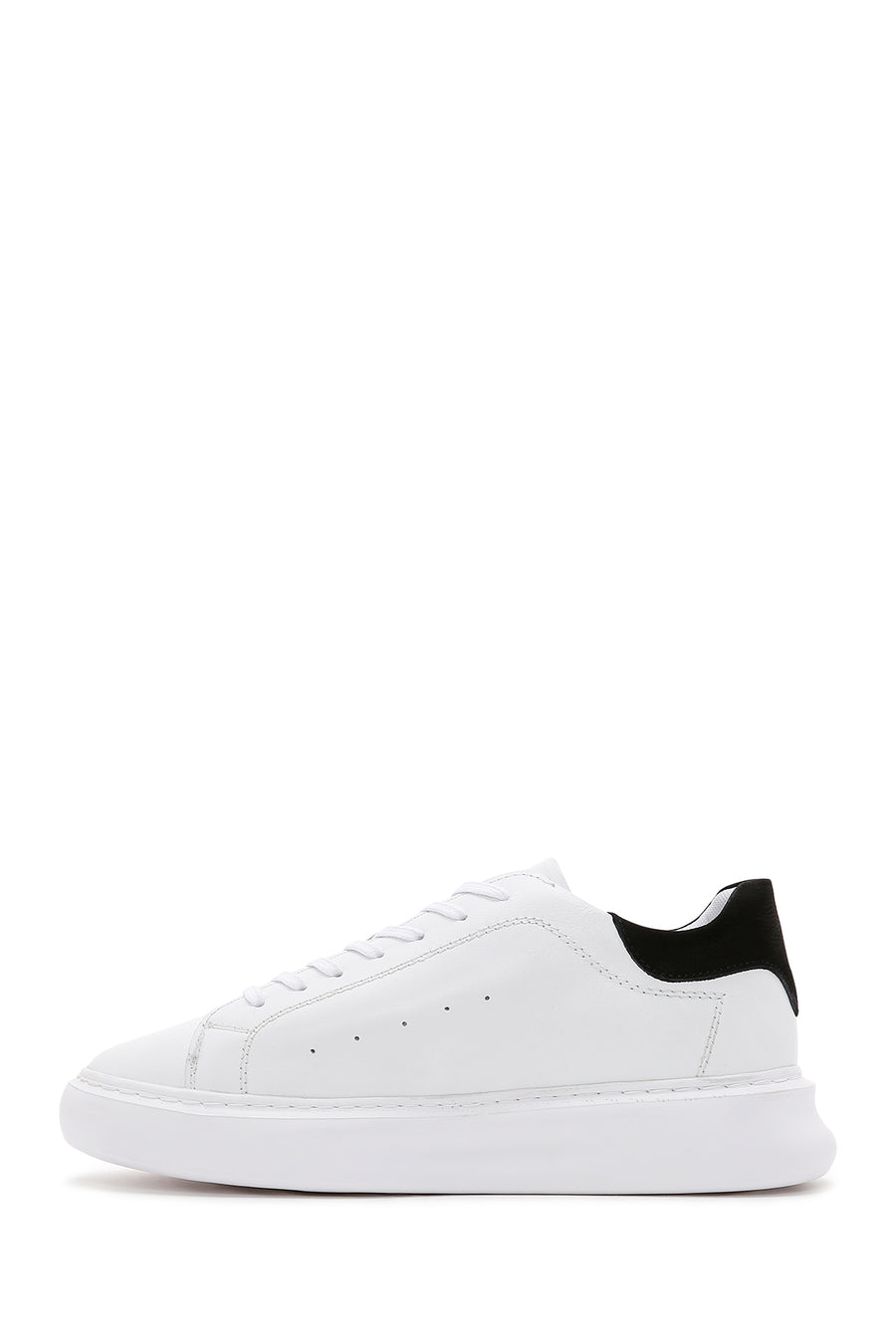 Erkek Beyaz Deri Kalın Tabanlı Sneaker