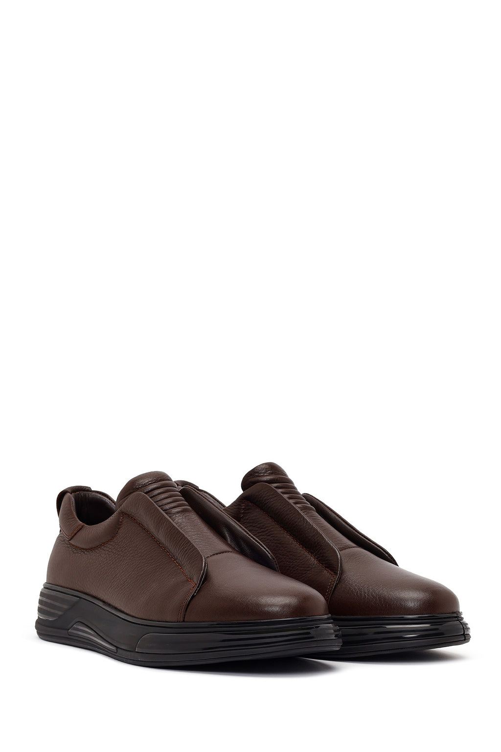 Erkek Kahverengi Deri Sneaker