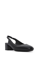 Derimod Flex Women's Black Open Back Thick Low Heel Leather Shoes | Derimod