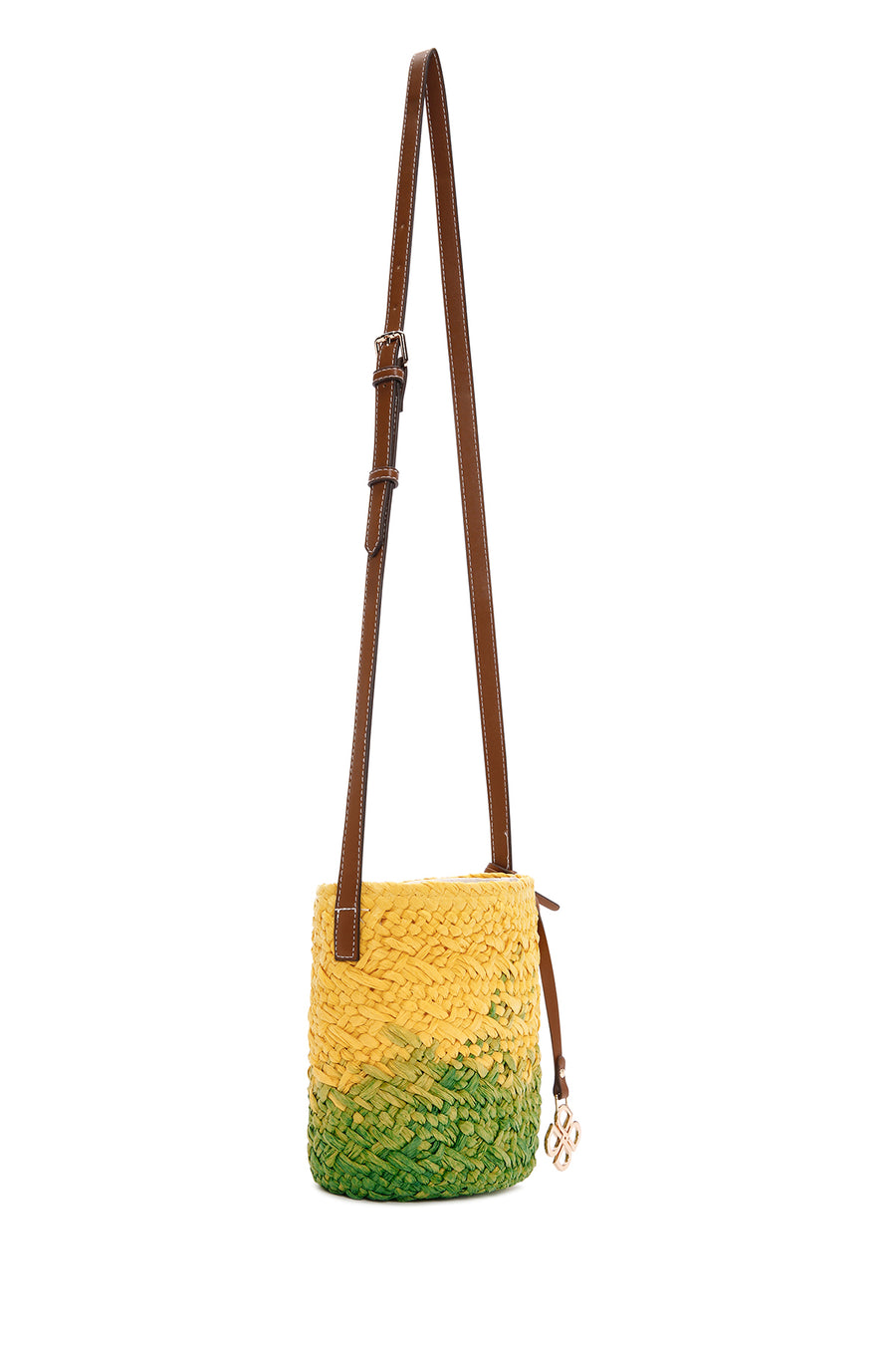 Women's Yellow Green Long Strap Straw Crossbody Bag