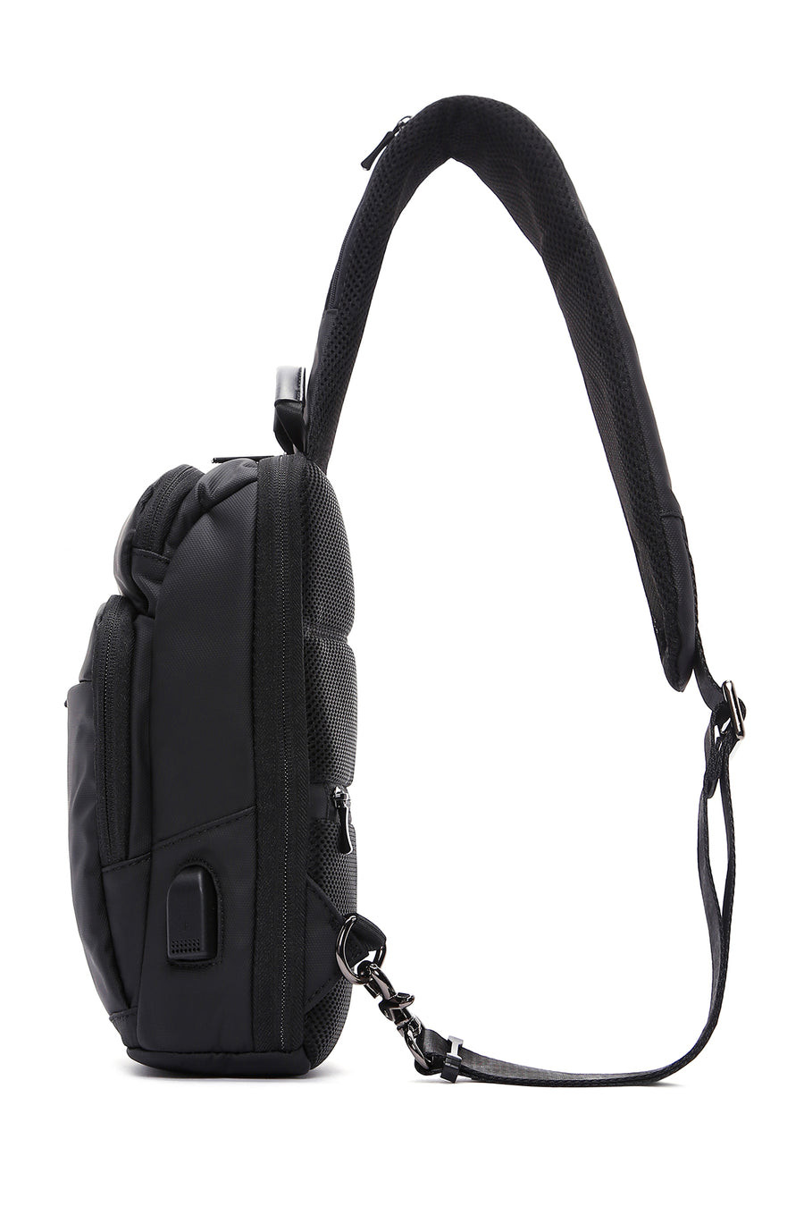 D-Pack Men's Black Technological Fabric Crossbody Bag