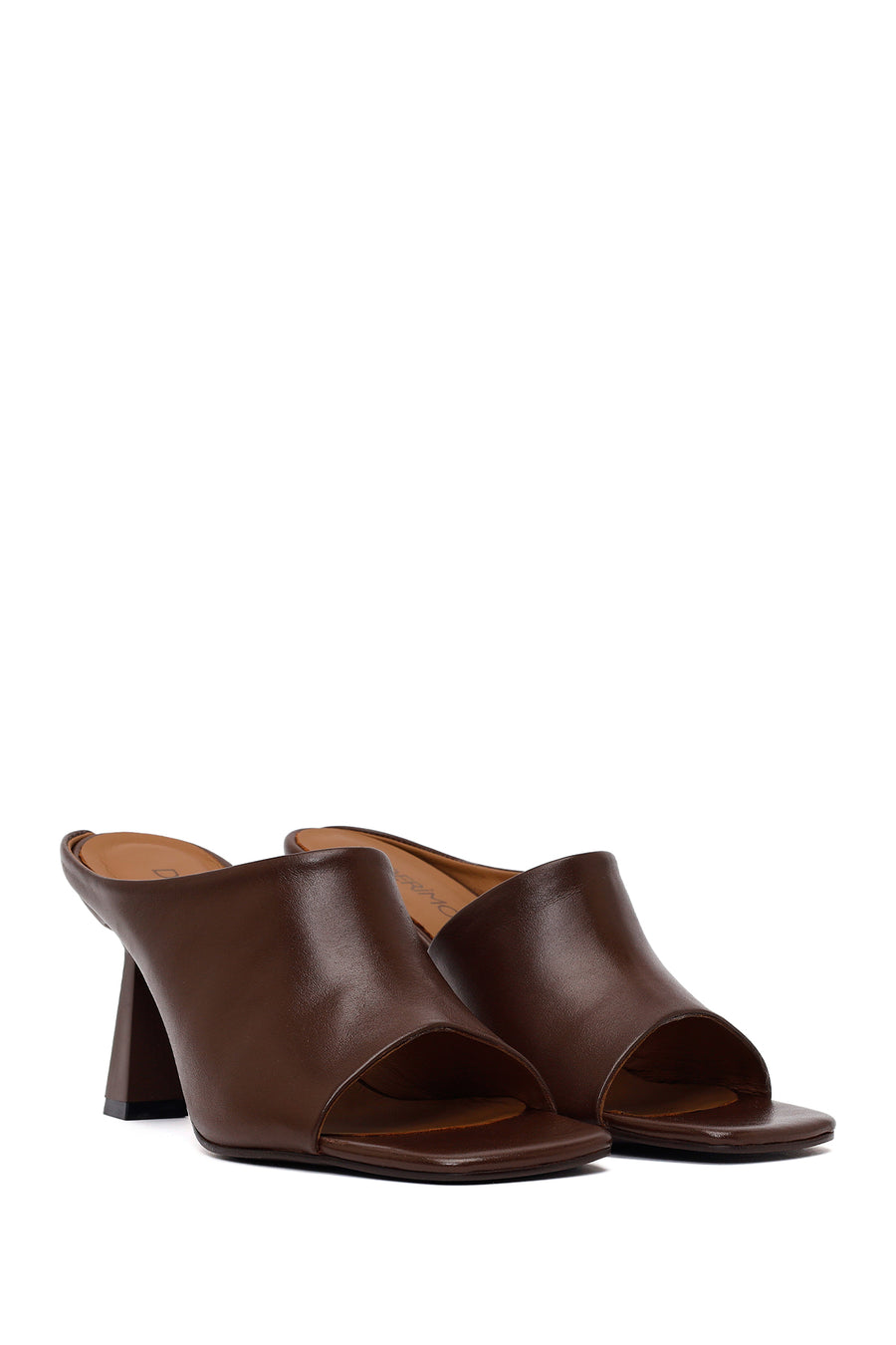 Woman Brown Heeled Leather Slipper