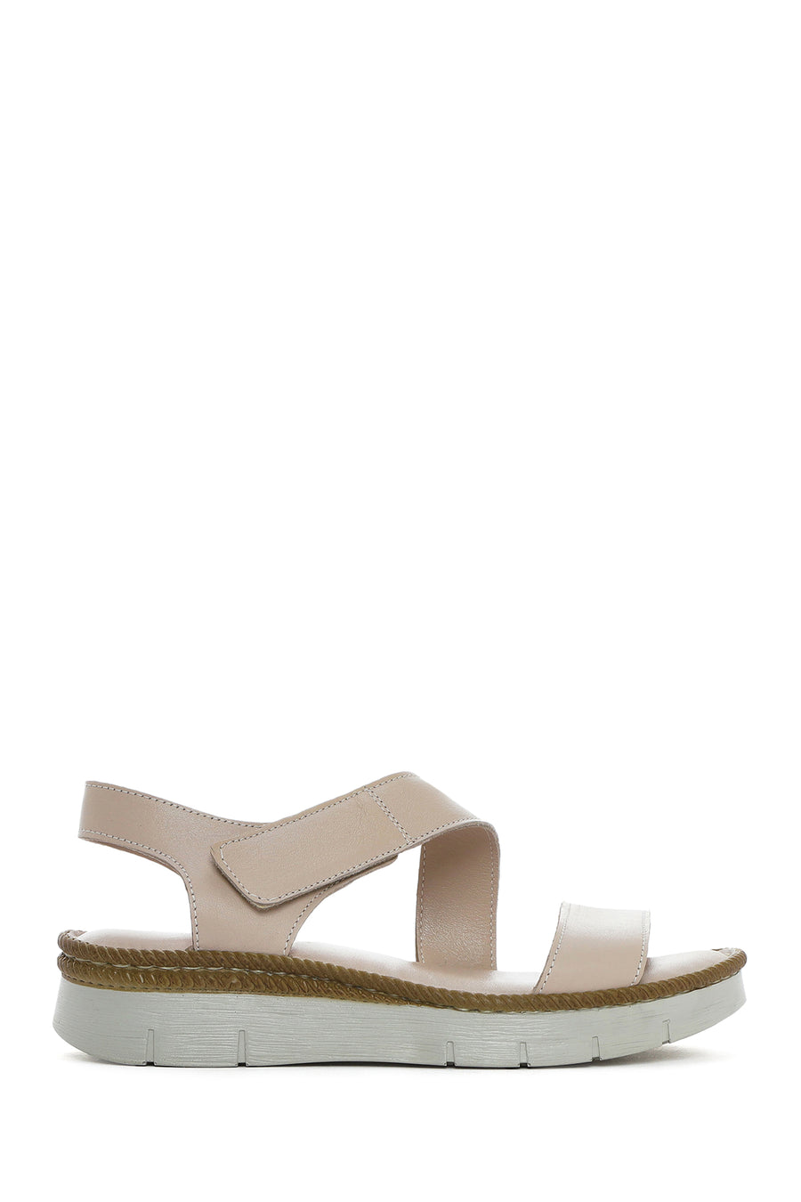 Kadın Vizon Bantlı Deri Comfort Sandalet 25SFD321218 | Derimod