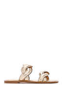 Women's Gold Braided Patterned Slippers | Derimod