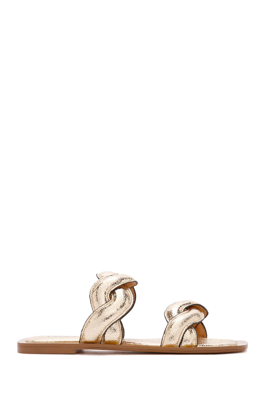 Women's Gold Braided Patterned Slippers 24SFD442132 | Derimod