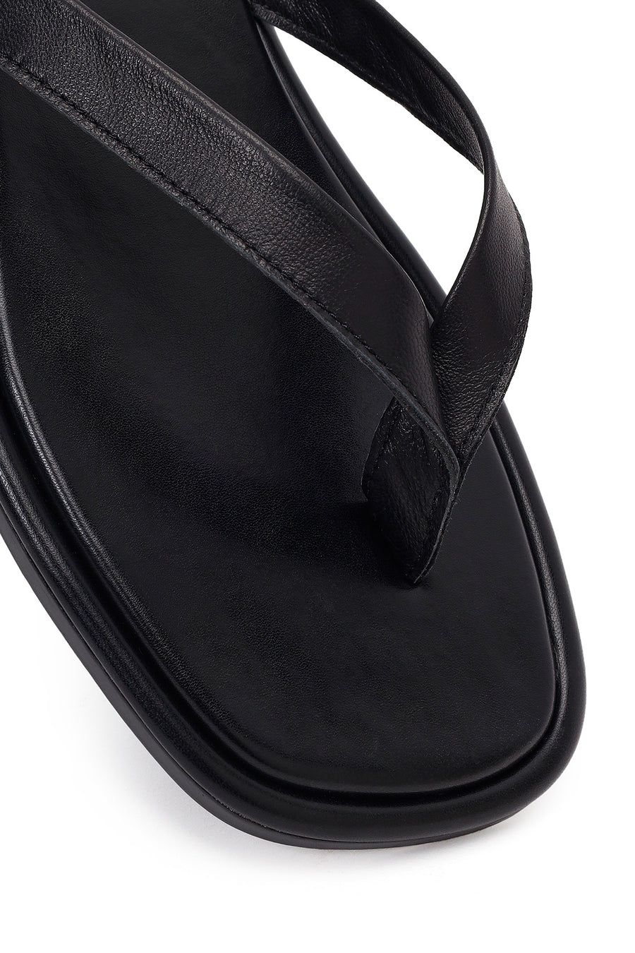 Woman Black Leather Flip-Flops