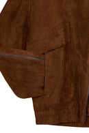 Juliana Woman Brown Short Oversize Suede Jacket | Derimod