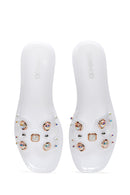 Women's White Jelly Stone Slippers | Derimod