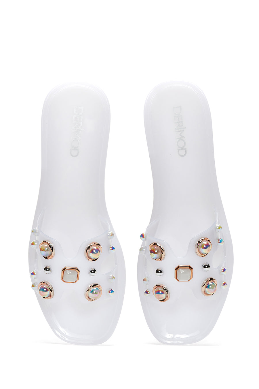 Women's White Jelly Stone Slippers