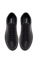 Erkek Siyah Bağcıklı Deri Sneaker | Derimod