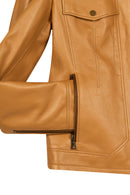 Loretta Woman Camel Short Leather Jacket | Derimod