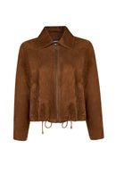 Miami Woman Brown Oversize Waist-Drawstring Suede Jacket | Derimod