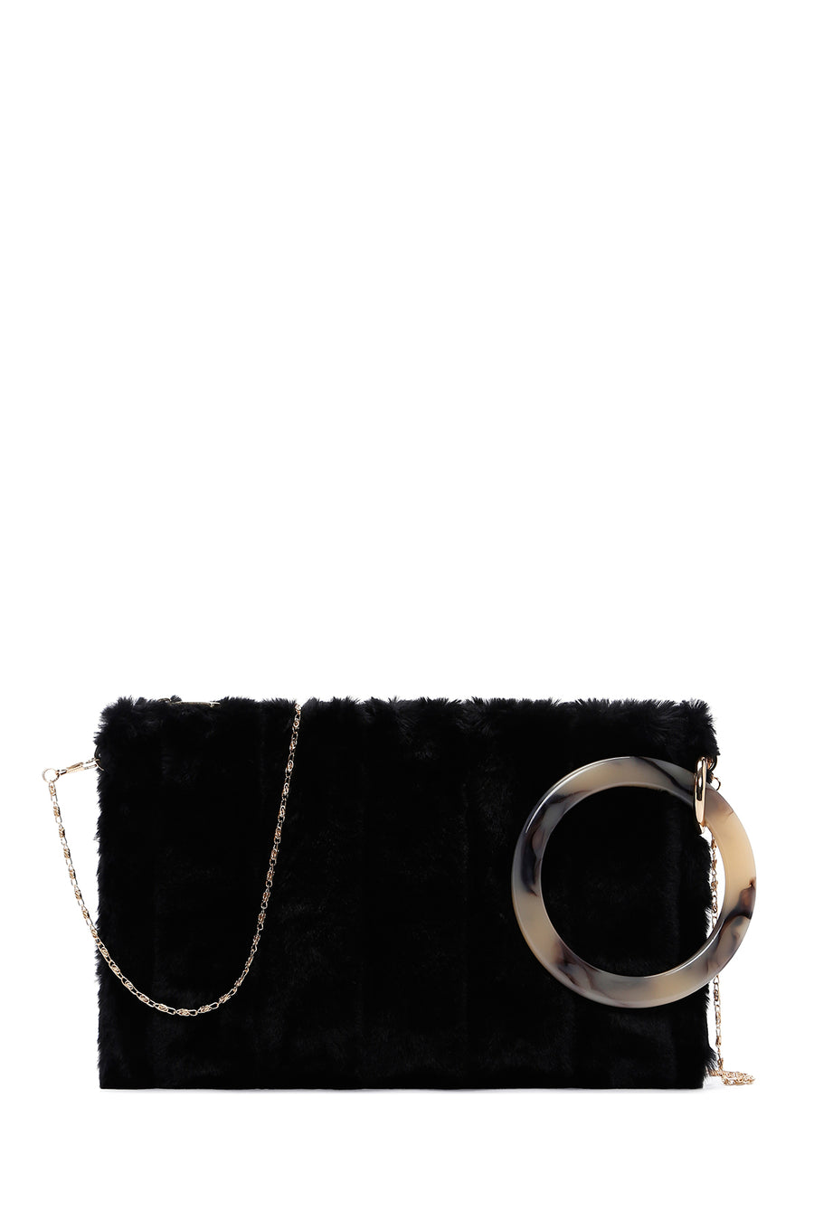 Women's Black Chain Strap Plush Clutch Bag 24WBD2208PH | Derimod