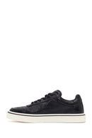 Erkek Siyah Bağcıklı Deri Sneaker | Derimod