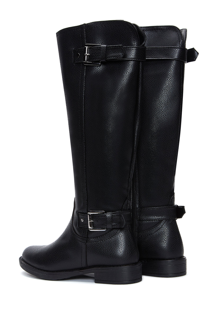 Women's Black Zippered Buckle Boots