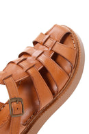 Women's Tan Ankle Strap Leather Comfort Sandals | Derimod