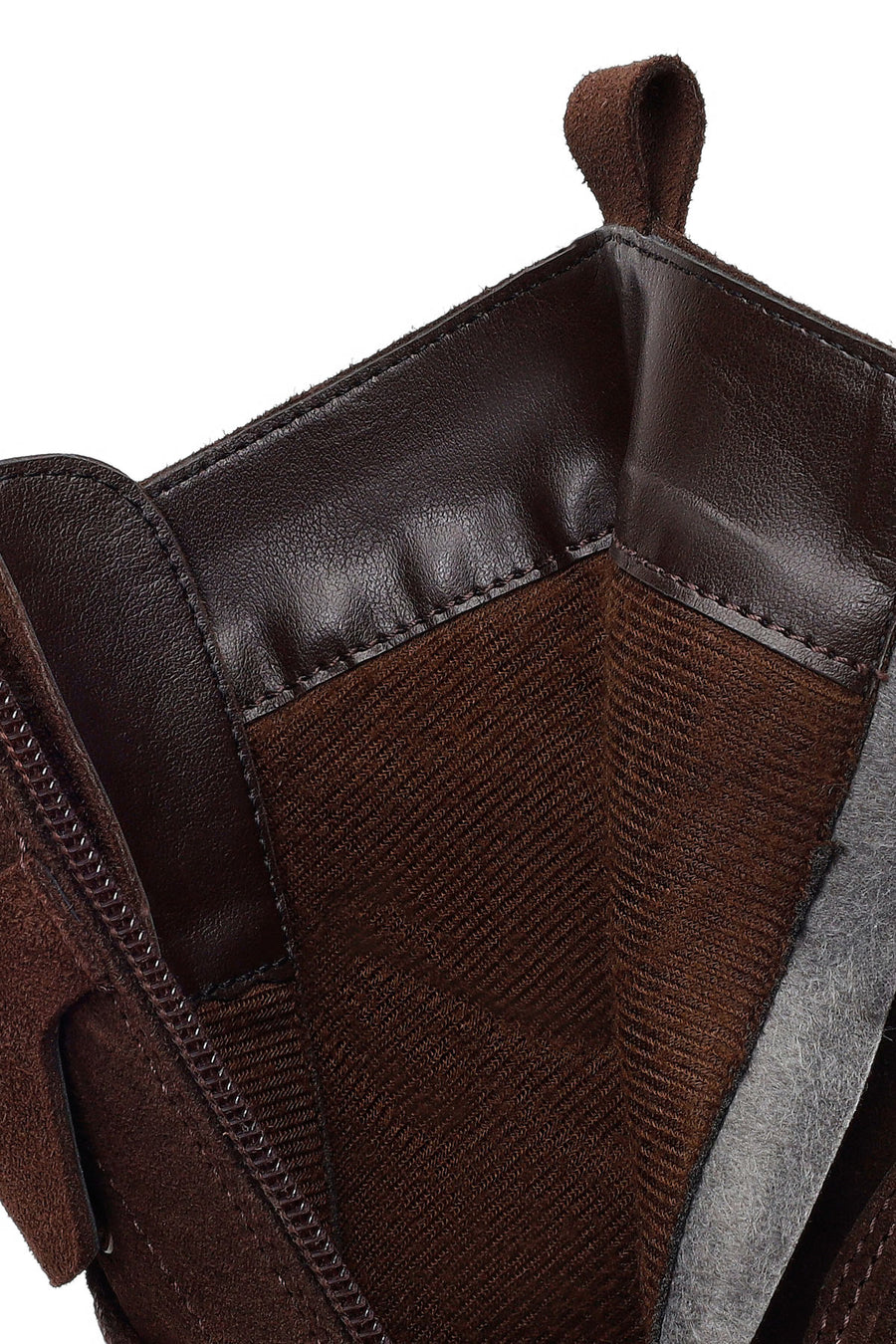 Woman Brown Lace-Up Zip Closure Suede Combat Boots