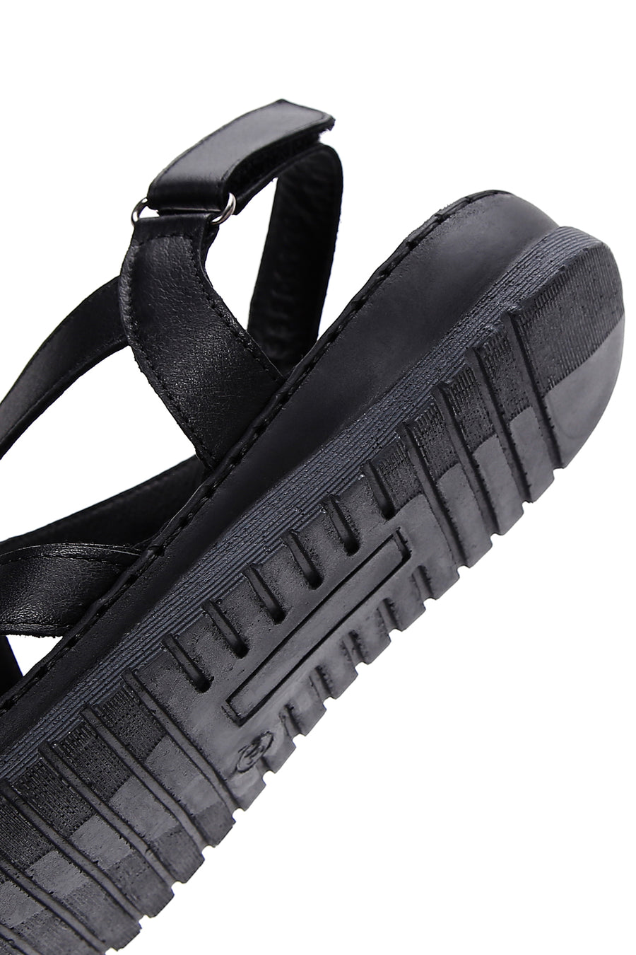 Kadın Siyah Bilekten Bantlı Deri Comfort Sandalet