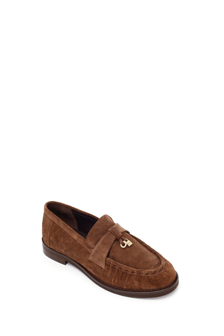 Kadın Ceviz Tokalı Süet Deri Maskülen Loafer