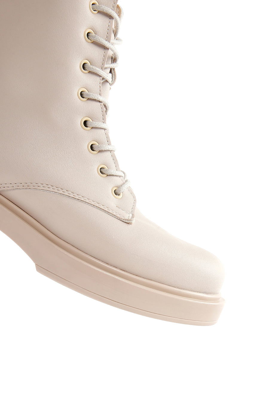 Women's Cream Zippered Boots