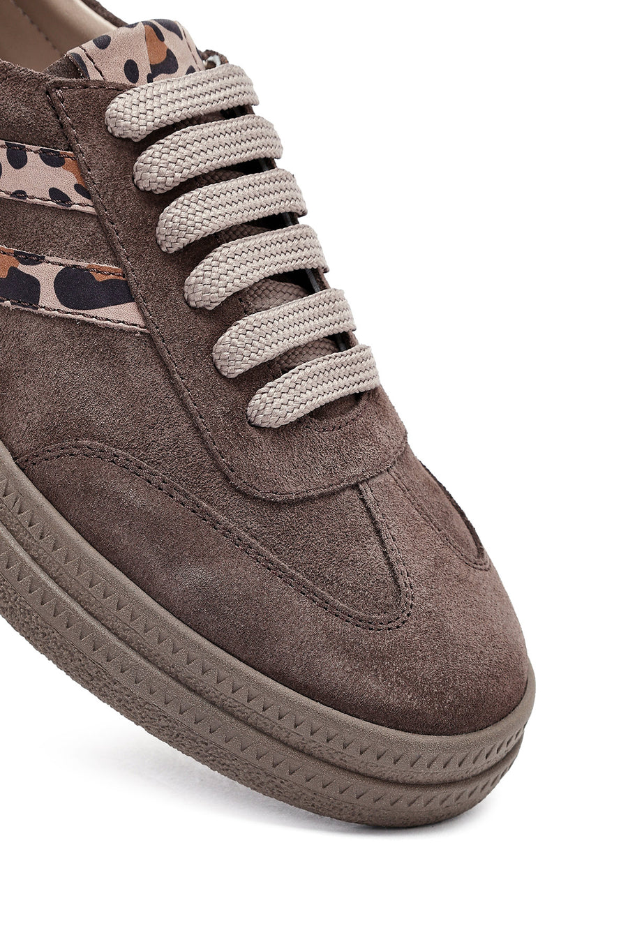 Kadın Vizon Bağcıklı Süet Deri Sneaker