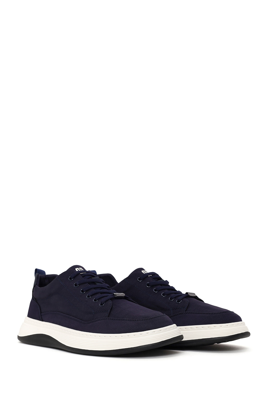 Erkek Lacivert Bağcıklı Kumaş Sneaker