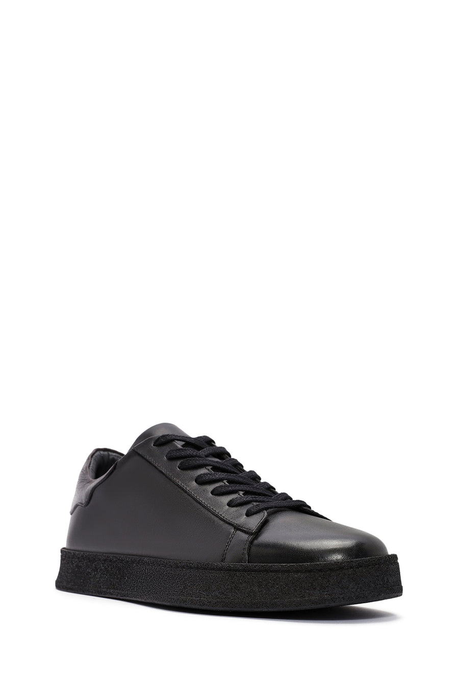 Erkek Siyah Bağcıklı Deri Sneaker
