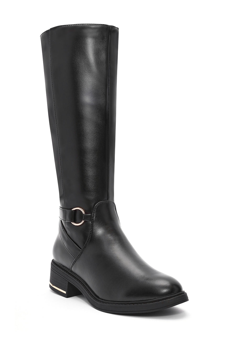 Women's Black Zipper Buckle Detail Boots