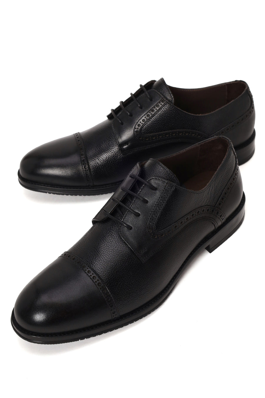 Male Black Lace-Up Leather Casual Shoes