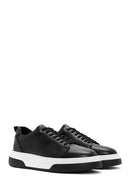 Erkek Siyah Bağcıklı Kalın Tabanlı Deri Sneaker | Derimod